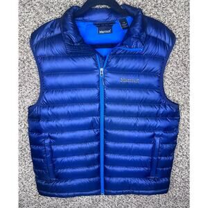 Marmot 700 fill duck down puffer vest navy blue size L